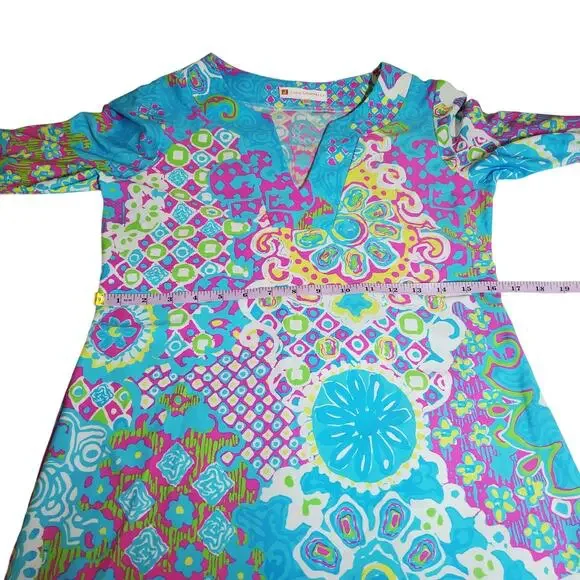 Jude Connally Colorful Printed Medallion Dress 3/4 Sleeves Women's Size Small - Picture 11 of 13